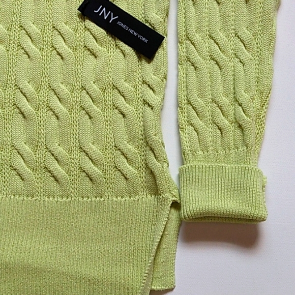 Jones Jyn Sweater Top Chunky Cable  Lime Green Size Medium - Picture 4 of 9
